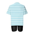 thumbnail image 4 of Mikilon Ensemble Élégant pour Femmes 2 Pcs Mode Décontractée Rayé Imprimé Col Rond Épaule Tombante Short Ensemble Deux Pièces Bleu Clair m, 4 of 4