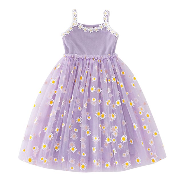 WEAIXIMIUNG Robes pour Filles Taille 6-7 Jupe pour Filles Enfants Été Mode Petit Imprimé Robe Bouffante Robe de Plage pour Enfants