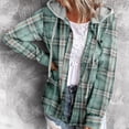 thumbnail image 1 of Meichang Women's Plaid Button Front Long Sleeve Drawstring Hoodie Jacket,Womens Shacket Jacket Plaid Hooded Shirt Jackets, 1 of 9