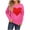 Hot Pink, variant on EGNMCR Round-Neck Sweater Women's Printing Long Sleeved Blouses Round Neck Pullover Fashionable Sweater Women Acrylic top