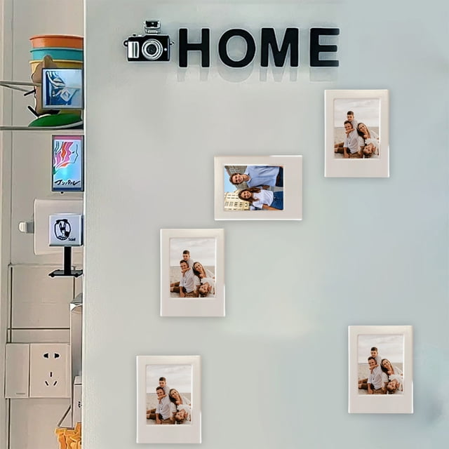 Magnetic Photo Frame for Wall or Fridge | ABS Plastic, No-Drill , Scratch-Resistant Clear Lens | 6.5x8.8cm | Multicolor | Waterproof, Easy Install Display Stand