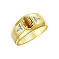 thumbnail image 3 of RYLOS Men's Rings 14K Yellow Gold Classic 7X5MM Oval Gemstone & Diamond Ring Tiger Eye November Birthstone Rings For Men, Gold Rings Size 12, 3 of 7