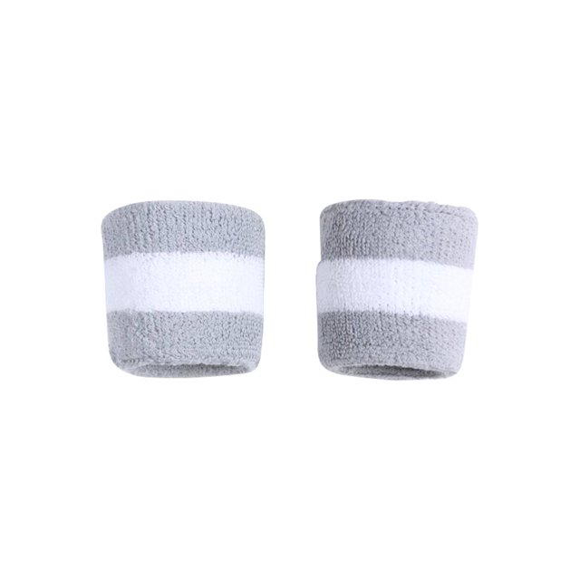 2 Paires ( 4 Pcs ) Bracelets en Tissu 100 % Éponge, Gris à Rayures