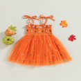 thumbnail image 3 of Robe d'Halloween pour Bébé Fille Imprimé Citrouille Sans Manches en Tulle Robe Trapèze, 3 of 7