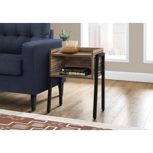 Monarch Specialties Accent Table, Side, End, Nightstand, Lamp, Living Room, Bedroom, Brown Laminate, Black Metal, Contemporary, Modern