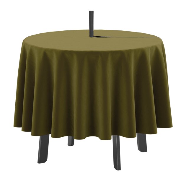 Nappe ronde d'intérieur/extérieur de Vargottam Nappe ronde de 58 pouces avec le parapluie, nappes imperméables zippées de patio, couvertures de table de printemps/été pour la table circulaire/BBQs/Picnic-Olive Green