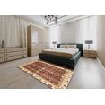 thumbnail image 4 of Ahgly Company Tapis d'Intérieur Carrés Abstraits Rouges Orientaux, 6 Pieds Carré, 4 of 6