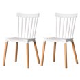 thumbnail image 1 of Modern Plastic Dining Chair Windsor Design with Beech Wood Legs, White Set of 2, 1 of 7