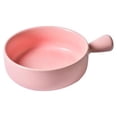 thumbnail image 1 of Round Ceramics Baking Plate Practical Household Handle Baking Tray Fruit Salad Plate for Home Kitchen Bakery (Pink), 1 of 8