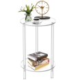thumbnail image 1 of 2-Tier Acrylic Round Side Table, Clear Side Coffee Table for Small Spaces, 12 Inches Round Bedside Table Nightstand, Small End Table, Clear Side Table for Living Room Bedroom Bathroom Balcony, 1 of 7