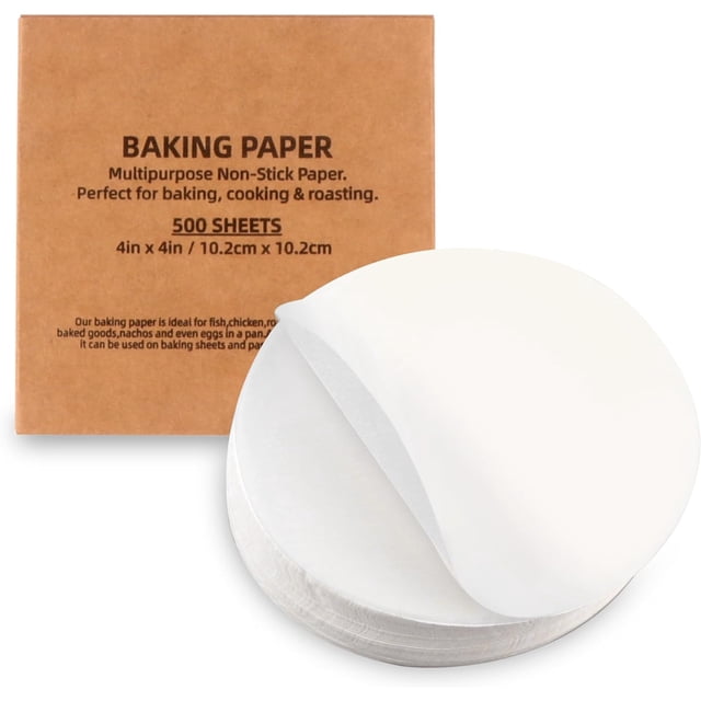 500 Pcs Feuilles de Papier Parchemin pour Cuisson Rondes 4 Pouces, Moules à Gâteau Ronds Doublures en Papier Parchemin, Cercles de Papier Parchemin Antiadhésifs pour Cuisson, Moule à Cuisson pour Friteuse à Air Chaud Cuisson à la Vapeur Coupe à Pain Gâteau (Blanc-4 Pouces)