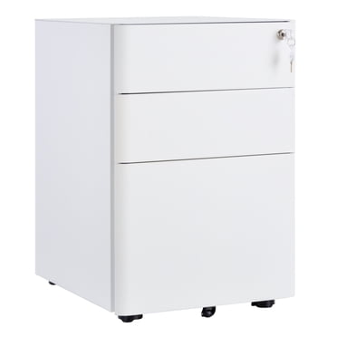 Vinsetto 3 Drawer File Cabinet Steel Lockable Filing Cabinet with Wheels
