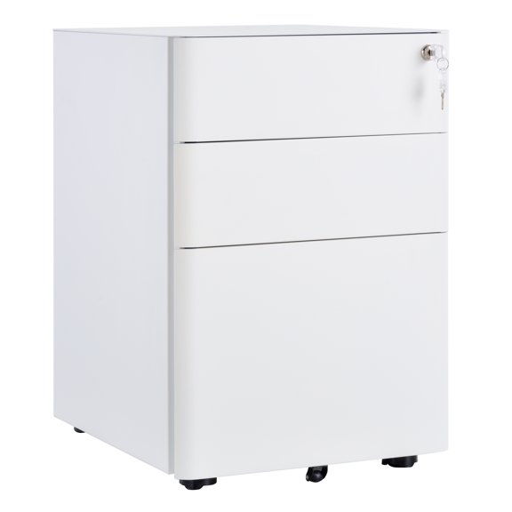 Vinsetto 3 Drawer File Cabinet Steel Lockable Filing Cabinet with Wheels