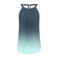 thumbnail image 3 of Timegard Womens Tank Tops Gradient Color Crew Neck Back Button Ruched Casual Sleeveless Tops Blouses, 3 of 3