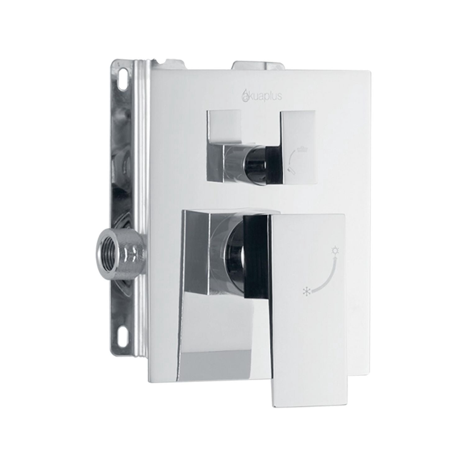 Robinet de bain-douche à pression équilibrée avec inverseur 3 voie carré akuaplus(MD), douche à main aimantée 3 réglages avec pommeau et bec de bain fini chrome