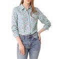 thumbnail image 1 of INSPIRE CHIC Chemise Boutonnée pour Femme à Petites Fleurs à Manches Longues Col en Pointe Haut de Bureau TG Bleu, 1 of 8