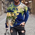 thumbnail image 1 of TIMIFIS Chandails pour Hommes Chandail Imprimé Décontracté T-Shirt à Manches Longues pour Hommes Col Rond T-Shirt Graphique Hauts Hommes Coupe Ample Chandail de Course Chandail Taille-Bleu Foncé Automne, 1 of 1