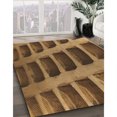 thumbnail image 3 of Ahgly Company Tapis d'Intérieur Rond Lavable en Machine Rouge Brun Transitionnel, 4 Pieds Rond, 3 of 7