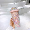 thumbnail image 1 of Plastic Straw Cup for Kids - 550ml Insulated Tumbler with Hard Straw, Summer Cold Drinks & Fruit Punch, Leak-Proof Design, Pink Blue Purple Mint Green, 1 of 7