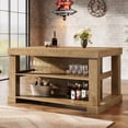 thumbnail image 1 of Grande Unité de Bar à Domicile de 55 Pouces, Table de Pub à 3 Niveaux avec Étagères de Rangement, Brun Pâle, 1 of 7