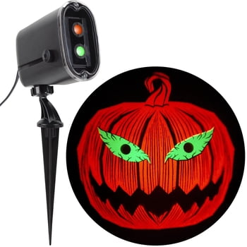 Projecteur de dessiné de lumière d'Halloween plus EyeScreams+JOL statique effrayant avec des yeux clignotants (Orange/Vert)