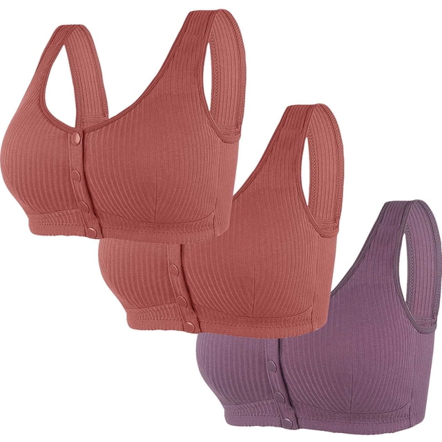 Wancir Bras for Women 2025 New Women's Solid Color without Steel Rims Front Opening Buckle Gathered Large Bra