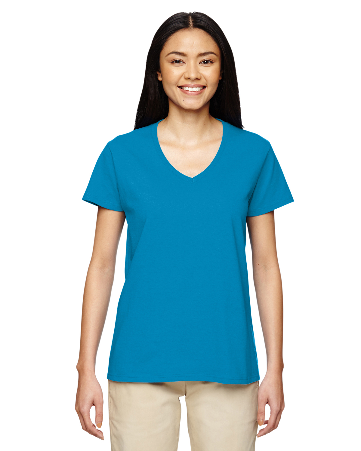 Gildan T-Shirt à Col en V pour Femmes en Coton Épais