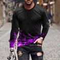thumbnail image 1 of Meichang T-Shirt à Manches Longues pour Hommes Grands, T-Shirts Graphiques pour Hommes Décontractés à Imprimé Flamme 3D, T-Shirts Amusants à Col Rond Confortables à Manches Longues pour Hommes, 1 of 5