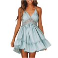 thumbnail image 2 of LOVZFMLL Dresses Women's Hollow Out Patchwork V Strap Dress, 2 of 5