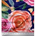 thumbnail image 1 of Soimoi Tissu en Coton Canevas Imprimé Feuilles & Roses par Yard 42 Pouces de Large, 1 of 3