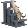 thumbnail image 1 of PawHut Cat Stairs Scratch Post, 4-Step Carpeted, Grey, 1 of 10