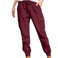 thumbnail image 1 of Clearance-Sale Legging with Pocket for Women Solid Color Plus Casual Leggings Drawstring Stretchy Low Waist Ruched Womens Sweaterpants Multiple Pocket Softy Work Pants for Women Weekly-Deals（Wine,3XL）, 1 of 8