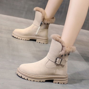 EGNMCR Bottines Mi-Cheville pour Femmes, Bottines pour Femmes à Talon Épais Bas Bottes Mode pour Femmes Unies Fermeture Éclair Femmes Bottes à Talon Moyen Rond Chaussures Femmes Chaussures