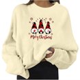 thumbnail image 2 of Qertyioot Pull d'Hiver Mode Femme Imprimé de Noël, Manches Longues Col Rond Chaud Ample Tendance Hauts Tricotés, 2 of 4