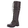 thumbnail image 1 of Kcodviy Bottes à Lacets pour Femmes Style Gothique Vintage Bottes Rétro Punk à Boucle Bottes et Bottillons pour Femmes Bottes pour Femmes avec Talon Bottes en Cuir pour Femmes Bottillons Bottes à Lacets pour Femmes Talons, 1 of 2