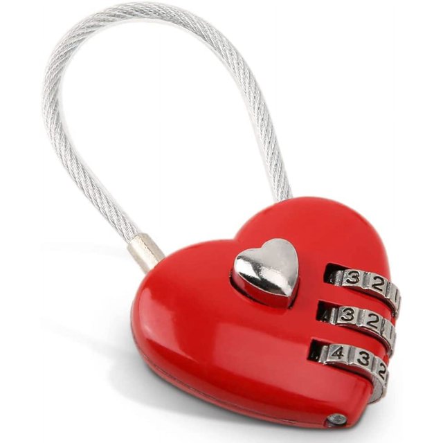 Jinsinto Serrure à Combinaison, Cadenas d'Amour Mignon à 3 Chiffres, mini Serrure de Porte Extérieure (Rouge)
