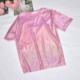 thumbnail image 2 of LUOGENLI T-shirts pour Femme pour Femmes Mode Féminine Décontractée Mince Chandail de Base Soie Brillante Brillant Col Rond Manche Courte Grande Taille T-Shirt Haut T-shirts pour Femmes T-shirts Graphiques T-shirts d'Été Vêtements Rouge G, 2 of 4