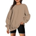 thumbnail image 2 of ORUYROP Sweat-Shirts Oversize pour les Femmes à Manches Longues Col Rond Pull Casual Silod Couleur Polaire Tops Pulls, 2 of 7