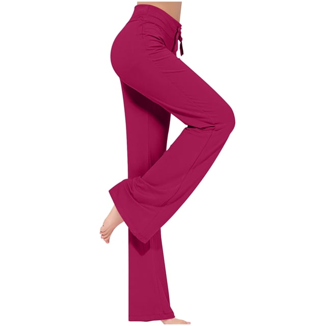 CFLVAEK Modal Crossover Yoga Pant Women Plus Size Tummy Control with Drawstring Sporty Solid Wide Leg Jogger Pant Stretch Mid Rise Jogging Trousers Casual Full Length Lounge Flare Leggings Wine XXXL