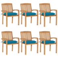 thumbnail image 1 of vidaXL Stacking Garden Chairs with Cushions 6 pcs Solid Teak Wood, 1 of 12