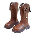 thumbnail image 4 of Gubotare Girls Lace Up Mid Calf Boots Girls Combat Boots Mid Calf Lace Up Riding Boots Leather Side Zipper Boots for Kids Size 13 (Brown,Little Kids 13), 4 of 7