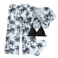 thumbnail image 1 of LYHaoo Girl's 4 Piece Swimsuits Tropical Print Halter Bikini Set Bathing Suits With Mesh Pants Sizes 8-9 Years, 1 of 6