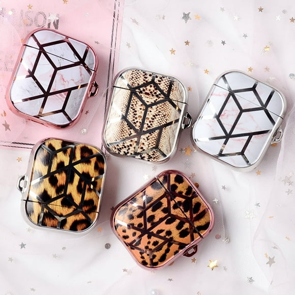 Leopard Marble Patterned Bluetooth Earphone Protective Case Cover for AirPods