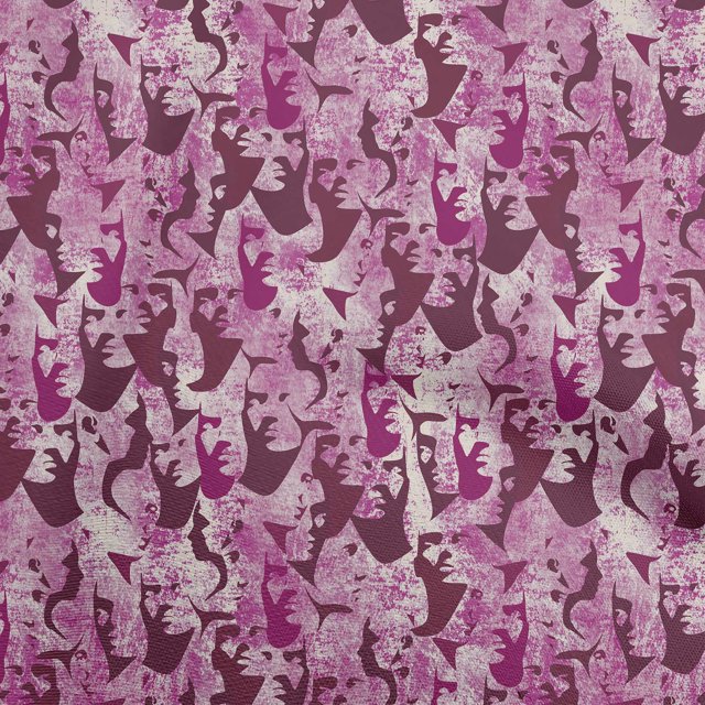oneOone Silk Tabby Dark Magenta Fabric Abstract Face Sewing Material Print Fabric By The Yard 42 Inch Wide