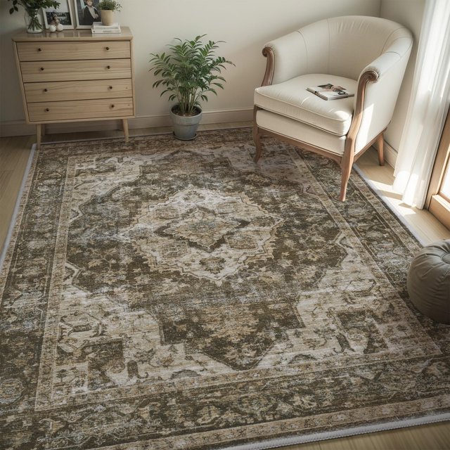 -Area Rug X Rugs for Living Room- Machine Washable Rug-Soft Living Room Rug-Vintage Non Slip Carpet-Rugs for Bedrooms Dining Room Living Room Office
