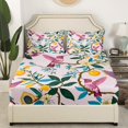 thumbnail image 3 of Erosebridal Pink Hummingbird Sheet Set Full, Tropical Fruit Flower Bedding Sets Full Size, Breathable 4 Pieces, 3 of 6
