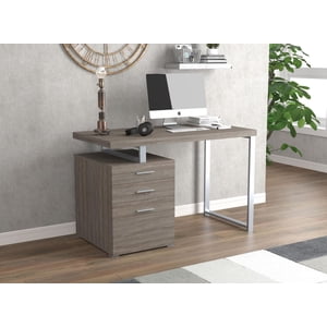 Safdie & Bureau d'informatique 47.25L Taupe foncée 3 Tiroirs en métal argenté