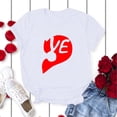 thumbnail image 4 of Chandails des Fêtes pour Couples Assortis T-Shirt à Manches Courtes Col Rond de la Saint-Valentin Mode Imprimé Cœur Décontracté Respirant Confortable Doux Tenue de Vacances pour Lui et Elle Vêtements Blanc P, 4 of 5