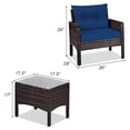 thumbnail image 4 of Costway 3PCS Outdoor Rattan Conversation Set Patio Garden Cushioned Sofa Chair Navy, 4 of 9