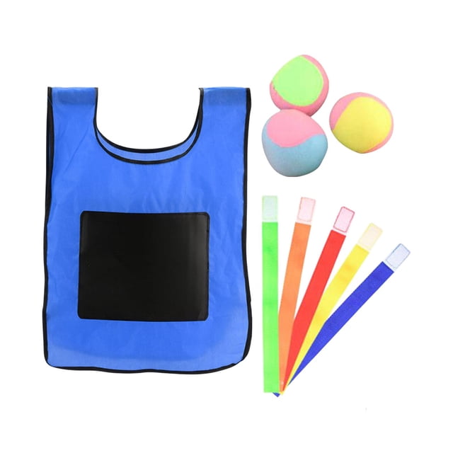 Siruishop Dodgeball Game 3 Sticky Ball Toy 5 Ribbons Toss Game for Lawn Backyard Beach S Blue